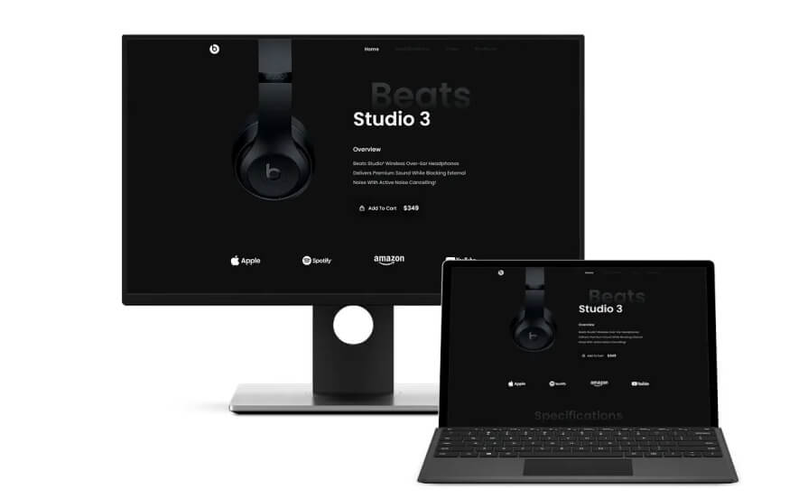 Beats Studio 3 Landing Page